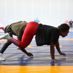 Lutteurs olympiques en préparation aux Jeux Olympiques de Paris 2024 à l'Artenium à Ceyrat